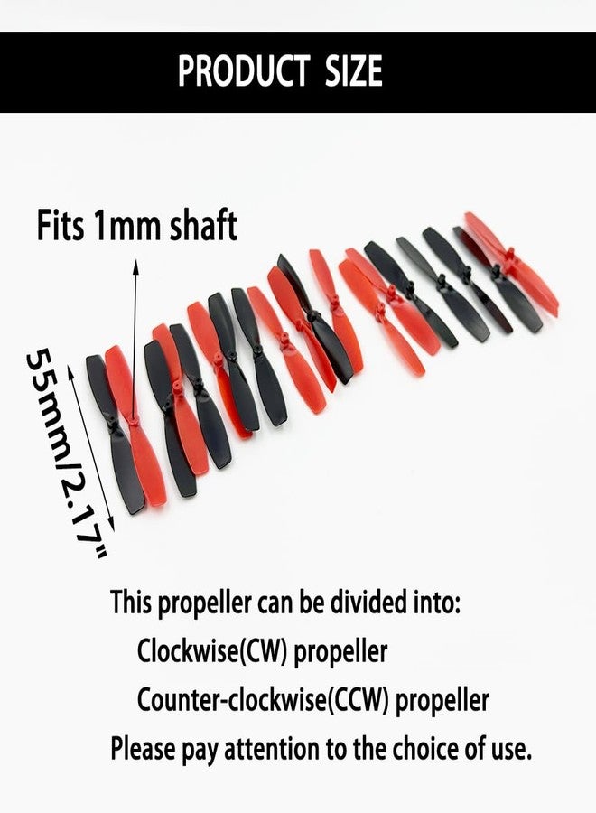 URIMPAVIDO 20PCS RC Toy Propeller 55mm 2-Blades CW CCW Propeller for RC Toy DIY Model Toy Parts (Black,Red) - Image 3